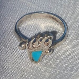 Bear Claw Turquoise & Sterling Silver Ring size 7.75
